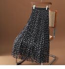 Women's Skirt Printed Mesh Floral A-line Large Drape Pleated Mid Length Skirt