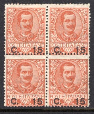ITALY 1905 VICTOR EMMANUEL III  / SASSONE # 79 BLOCK OF 4 MINT MNH / CV 1375€ - Image 1 of 3
