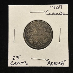 1907 Kanada 25 Cent Silber zirkuliert "apr48" Canadian Quarter 25C - Bild 1 von 21