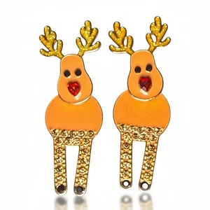 Orecchini Natalizi Renne Tono Oro Strass Carini Festivi Festivi Pendenti - Foto 1 di 9