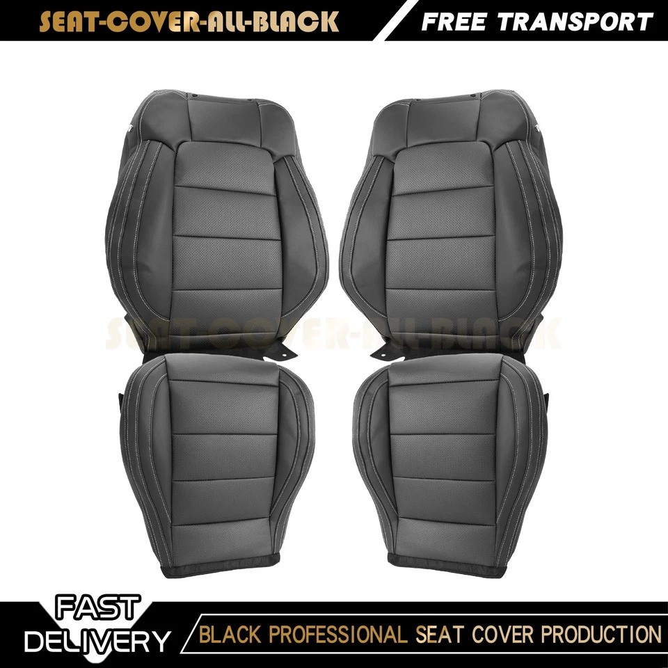 Fits 2015 2016 2017 - 2023 Ford Mustang GT Front Bottom Top Leather Covers Black - Изображение 1 из 4