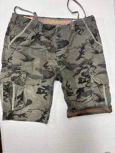 Superdry Mens XL Camo Cargo Shorts Camouflage Khaki Green Core Lite Military - Picture 1 of 23