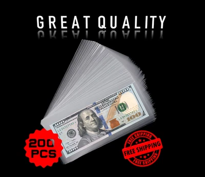 200 PCS Currency Sleeves Bill Holder Plastic Paper Money Holders Collector Grade - Image 1 of 4