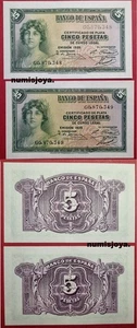 PAREJA de 5 pesetas año 1935 II REPÚBLICA ESPAÑOLA. SIN CIRCULAR PLANCHA. - Picture 1 of 1