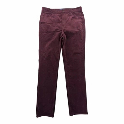 Talbots Burgundy Corduroy High Waist Straight Leg Pants Fall Winter Holidays 10 - Image 1 of 4
