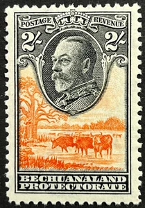 Bechuanaland, King George V with Cattle, 3 Shilling, Scott 114, MLH, F-VF - Picture 1 of 2