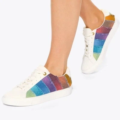 Kurt Geiger London Lane Stripe Rainbow leather denim Sneakers tennis Shoes sz 8 - Image 1 of 4