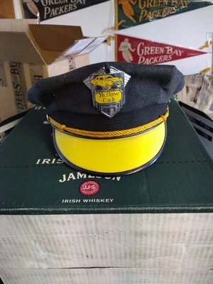 Sombrero de Conductor Yellow Cab Company De Colección Original con Insignia Cuero de Seda BONITO Foto 1 de 4