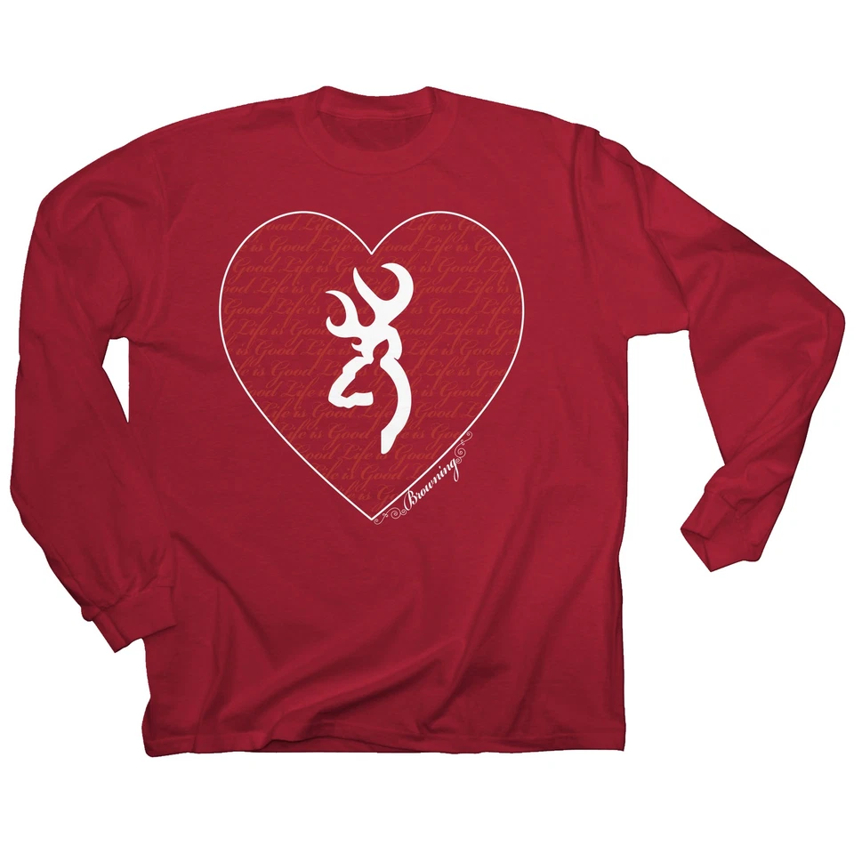 Browning YOUTH Buckmark Heart Logo Long Sleeve Shirt (Cardinal) #BRD7075.042 - Image 1 of 1