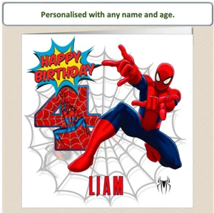 Tarjeta de cumpleaños personalizada de Spiderman - hijo nieto hermano sobrino primo SPID3 - Imagen 1 de 10