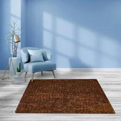 Eco-Friendly Hand Tufted Shag Polyester Square Area Rug Solid Gold BBH Homes - Image 1 of 4