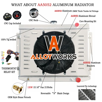 4 Row Radiator Shroud Fan For 1973-1978 Dodge Charger Coronet Mopar 7.2L V8 Foto 1 de 4