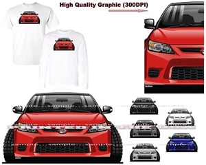 Scion TC Discontinued Race Compact Front View DigiRods Cartoon Auto T-Shirt - Bild 1 von 6