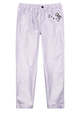 Nuevos Pantalones Hello Kitty Niñas Metálicos Brillante Púrpura Talla 6 Sanrio Brillantes Foto 1 de 4