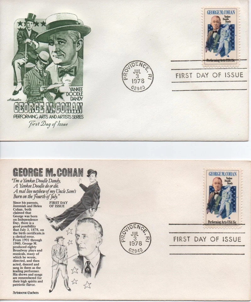 George M. Cohan: Total of Four Different First Day Covers "Yankee Doodle Dandy" - Image 1 of 2