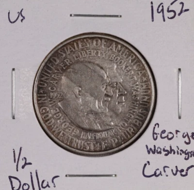 1952 United States Silver Half Dollar - George Washington Carver - HAS TONING - Image 1 of 4