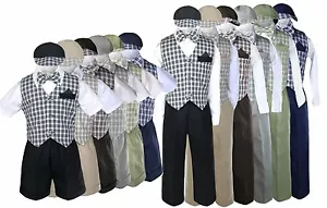 Baby Toddler Boy checker Easter Gingham Christmas Long/Short Vest Set Suit Sm-4T - Picture 1 of 17