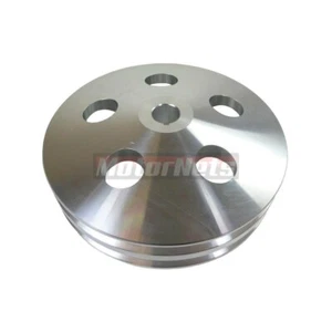 Billet Aluminum GM 2 Groove Power Steering Pump Pulley Key Way Saginaw Chevy SBC - Picture 1 of 2
