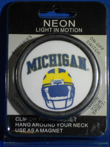 University Of Michigan Wolverines Neon Light In Motion Necklace, Clip On, Magnet Cover