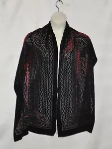 Bob Mackie Wearable Art Burnout Samt länglicher Schal - schwarz/rot - Bild 1 von 3