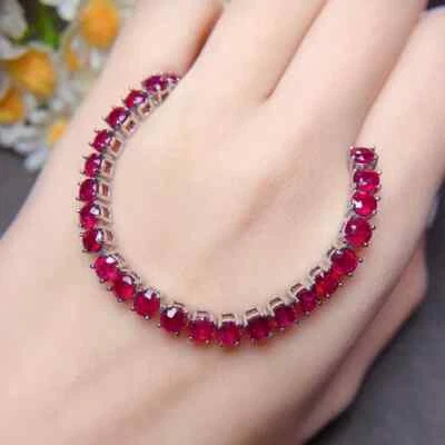 Luxury 30.15CT Prong Set Round Ruby In 935 Silver Gemstone Engagement Bracelet - Image 1 of 4