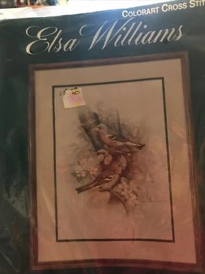 Kit de punto de cruz estampado Elsa Williams 02041 pájaro pinzón 14x18 Foto 1 de 3