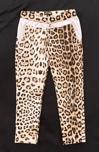 $219 Roberto Cavalli Girls 130 7 Sweatpants Track Lounge Pants Sweat Leopard - Picture 1 of 6