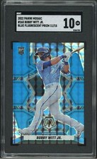 2022 Panini Mosaic Bobby Witt Jr Blue Fluorescent Prizm SGC 10 #/15