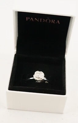 Pandora Sterling Silver Pink Enamel Rose Garden Ring Size: 58 (8.5) - Image 1 of 3