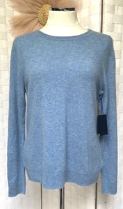 NUEVO CON ETIQUETAS TAHARI 100% Cachemira 2 Capas Azul Suave Cuello Redondo Suéter Talla L FXT - Imagen 1 de 13