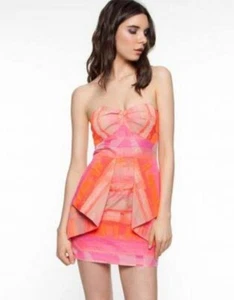 SEDUCE Neon Pop strapless mini dress BNWT pink bustier lined zip drape 8 $239.95 - Picture 1 of 12