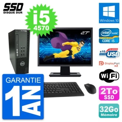 PC Dell T1700 SFF Ecran 27" Intel Core i5-4570 RAM 32Go SSD 2To Windows 10 Wifi - Bild 1 von 4