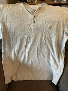 Carhartt Herren 2XL 3 Knopf Kurzarm Hemd Grau Vintage  - Bild 1 von 5