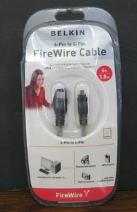 Belkin 6 Pin to 4 Pin Firewire Cable - 6ft / 1.8m - New in Package - IEEE 1394 - Picture 1 of 2