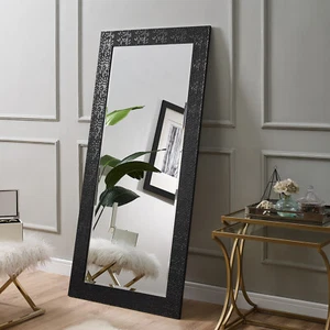 Mosaic Style Full Length Floor Mirror by Naomi Home Black - Picture 1 of 11
