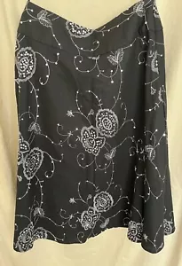 Carole Little Skirt Black Flare Silver Embroidery Sequins Size 8 - Picture 1 of 9