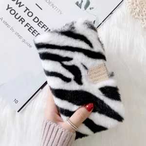 Plush Zebra Leopard Flip Wallet Phone For iPhone 11 12 13 14 15 Pro Max XR X 7 8 - Picture 1 of 20