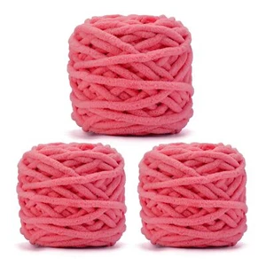 Blanket Yarn 3 Pack of 100g/3.5oz - Rose Pink Chenille Yarn 6 Super Bulky - K... - Picture 1 of 7