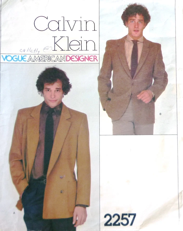 Vogue 2257 Calvin Klein 70s pattern men's jacket size 36 double/single breasted - Image 1 of 2
