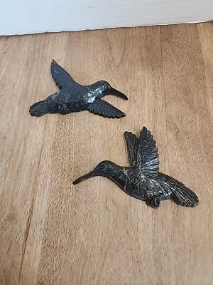 Set of 2 Homco Hummingbirds Wall Art Decor Bronze Plastic 7669 USA Vintage - Image 1 of 4