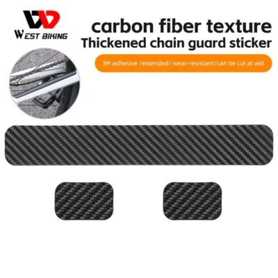 WEST BIKING Carbon Fiber Texture Bike Bicycle Chain Guard Sticker Protector - Image 1 of 4