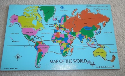 Rompecabezas Bandeja Madera Judy/Instructo “Mapa del Mundo” (1981) 19" x 12" J046002 Foto 1 de 4