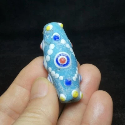 Collar colgante de cuentas de esmalte de colores antiguo chino de 2 pulgadas de Beijing colección de regalo Foto 1 de 4