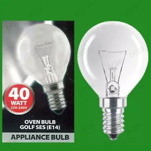 2x 40W Oven, Cooker, Golf SES Light Bulbs, E14, 300 Degree Heat Resistant Lamps - Picture 1 of 1