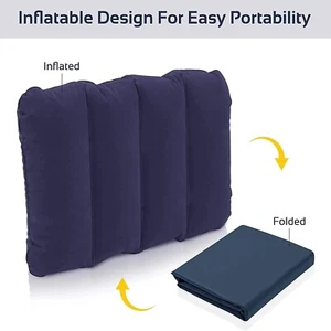 Milestone Camping Inflatable Sleep Travel Flocked Air Pillow Waterproof Cushions - Picture 1 of 14