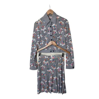 NWT Vintage 70s I. Magnin Mindy Malone Set Skirt Jacket Polyester Floral 13 0859 - Image 1 of 4