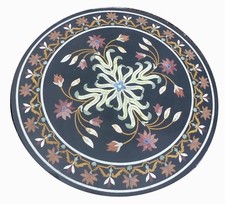 30” Marble coffee table top semi precious stone marquetry work art home decor