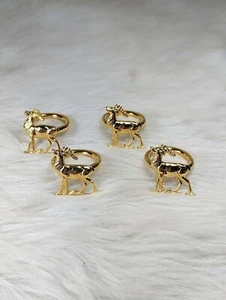 Metal Deer Elk Reindeer Napkin Rings Holders Set Of 4 - Picture 1 of 4