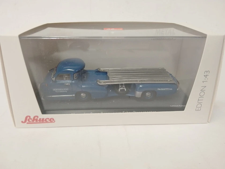 Schuco Mercedes Benz Rennwagen Car Transporter 1955 1/43 450253800 - Immagine 1 di 3