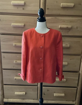Blazer Talbots para mujer naranja con carcasa de lino talla 14 Foto 1 de 4